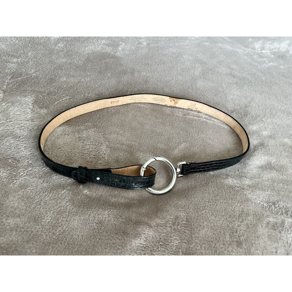 Womens Talbots Black Embossed Leather Equestrian Belt Sz M